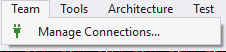 team connections button in visual studio team explorer