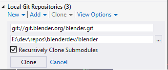 git clone in visual studio team explorer