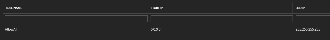 azure mysql db firewall settings