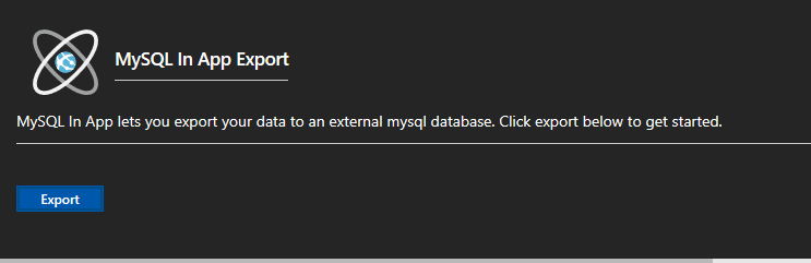 azure mysql in app export