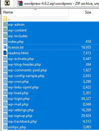 unpack WordPress