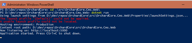 dotnet run command line response