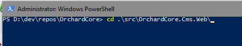 cd into OrchardCore.Cms.Web