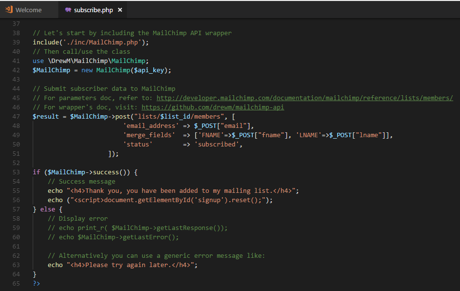 subscribe.php file snapshot 2