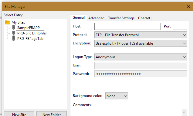 filezilla ftp client site manager